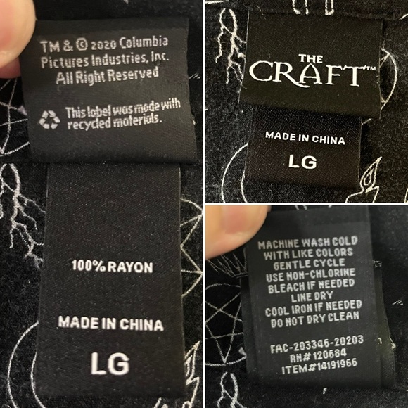 Hot Topic The Craft Witchy Symbols Black Boxy Crop Button Up Shirt Occult Large - Picture 14 of 16